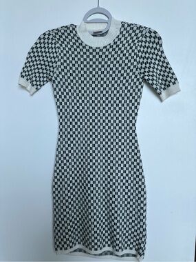 Abercrombie & Fitch green/brown and White Checker Knit Mini Dress